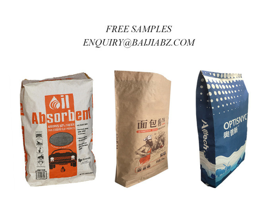 Vloeibare het Document van Morserij Absorberende Multiwall Kraftpapier Zak Aangepaste 20kg 25kg
