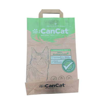 Biologisch afbreekbare Kraftpapier-Document Zakken voor Cat Litter Packaging Custom Print