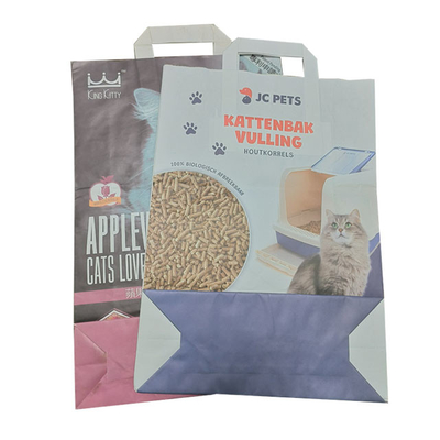 Biologisch afbreekbare Kraftpapier-Document Zakken voor Cat Litter Packaging Custom Print