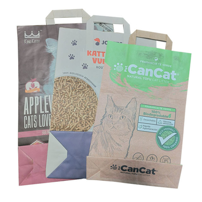 de Hitte van 6L 10L - verzegelde Zij Lege Tofu Cat Litter Bag Custom Printed van het Hoekplaathandvat