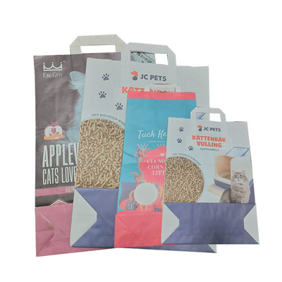 Douane van 5kg 10kg drukte Document Zak met Handvat Lege Tofu Cat Litter Bag