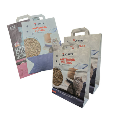 7 kleurendocument het Document van Cat Litter Bags Handle Kraft Verpakkende Zakken Open Mond