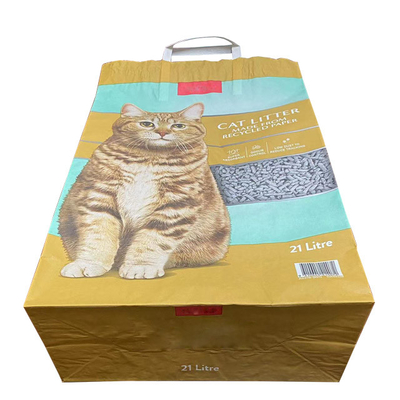 7 kleurendocument het Document van Cat Litter Bags Handle Kraft Verpakkende Zakken Open Mond