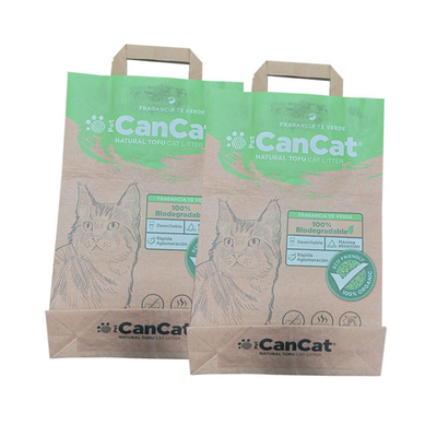 Vetdocument de Dubbele Laag van Houtskoolcat litter biodegradable kraft bag met Handvat