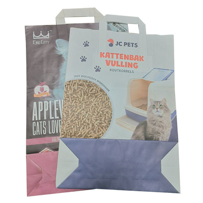 Vetdocument de Dubbele Laag van Houtskoolcat litter biodegradable kraft bag met Handvat