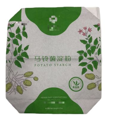 Food Grade  Pasted Valve Sleeve Multiwall Paper Bags with 10kg to 50kg Capacity Custom Logo Printing