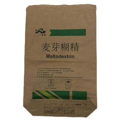 Gepersonaliseerde industriële multiwandpapierzakjes met platte bodem voor maltodextrine met logo