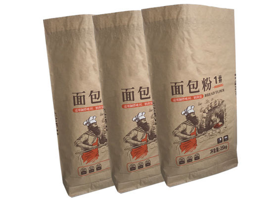 Kraftpapier-Document van de het Voedselrang van Tarwemeel Verpakkende Zakken 25kg Verpakkende het Document Zak