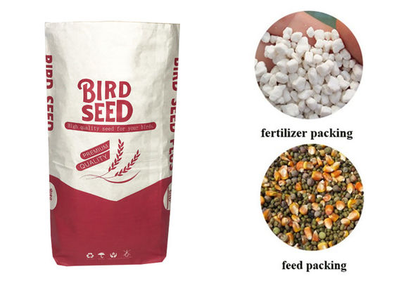 25kg douane Logo Paper Poultry Feed Bag voor Hondvoer Cat Litter Seed