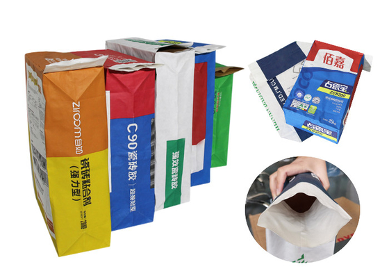 Gerecycleerde Gekleefde het Document van Kraftpapier van de Klepzak Zakken met Facultatieve PE Film of PE Voering