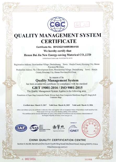 CHINA Henan Baijia New Energy-saving Materials Co., Ltd. certificaten